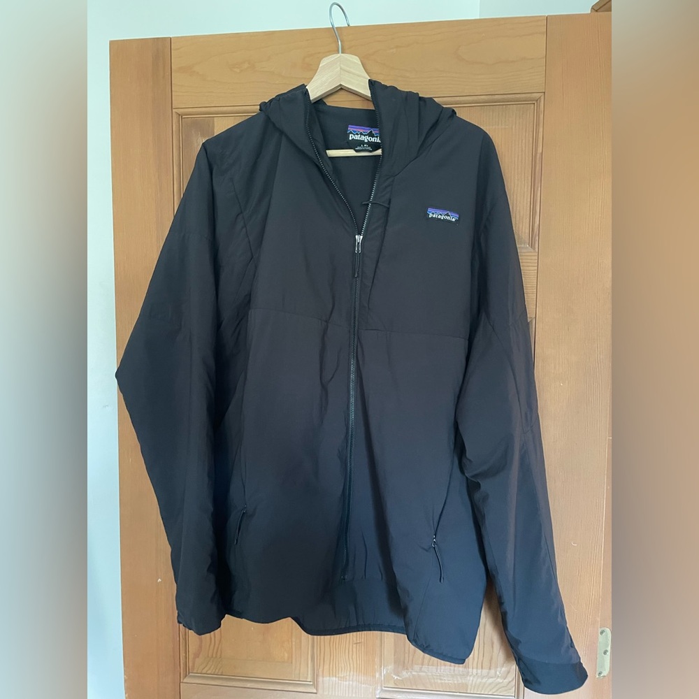 Patagonia Jacket Mens L Black Hooded Nano Air Insulated Hoody Full Zip Hoodie